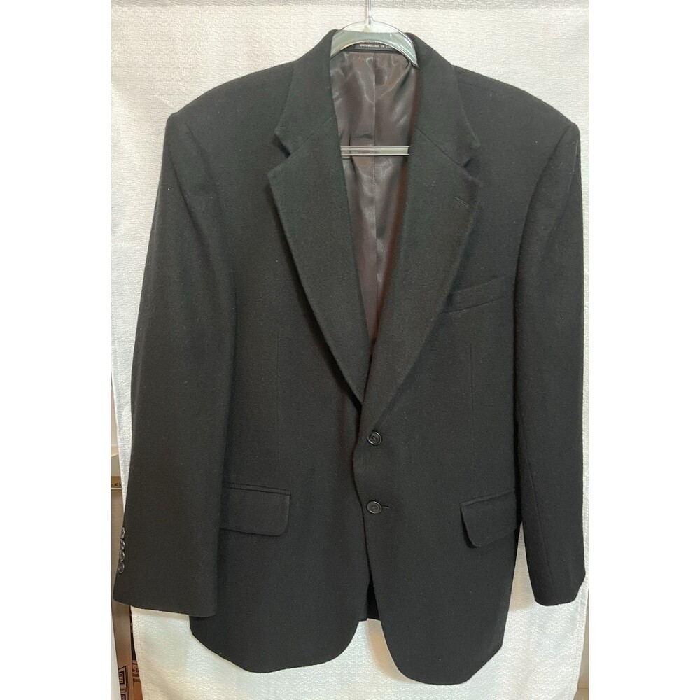 Stafford Options Camel Hair Blazer Sport Coat Mens 42R Black Preppy Academia